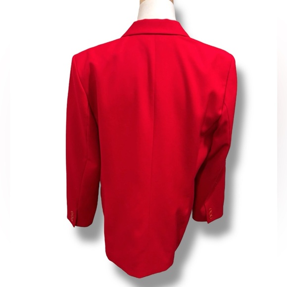 Pendleton 100% Virgin Wool Blazer in Vibrant Cherry Red Jacket Size 14 - Picture 6 of 7
